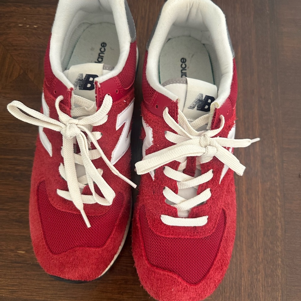 New Balance Red and White Athletic Shoes